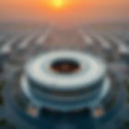 Aerial view of Aldar Head Office showcasing its unique circular design