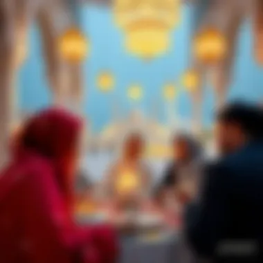 Traditional Eid Al-Fitr celebration with families