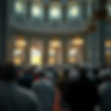 Eid Al-Fitr prayer gathering in a mosque