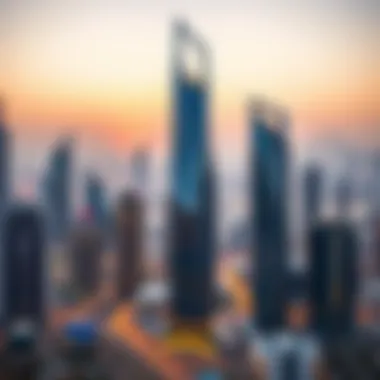 Prism Tower and Dubai Skyline A stunning view of Prism Tower against the Dubai skyline