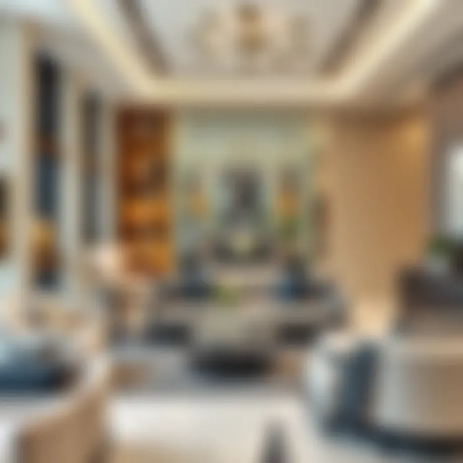 A modern furniture showroom showcasing elegant interior designs.