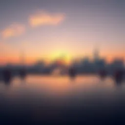 A panoramic view of Dubai's skyline at sunset