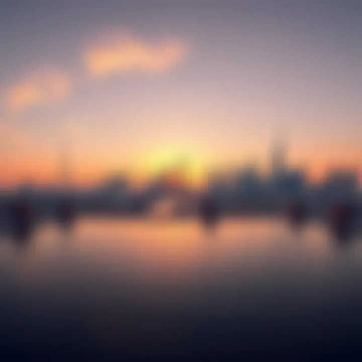 A panoramic view of Dubai's skyline at sunset