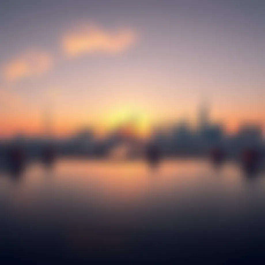 A panoramic view of Dubai's skyline at sunset