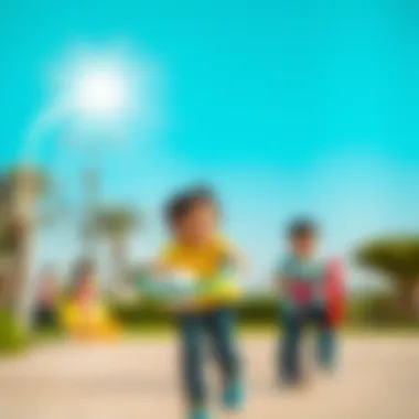 Joyful Moments of Recreation at Hadiqat Saqr Children enjoying recreational activities in the park