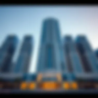 Architectural Elegance of Habtoor Business Tower Stunning facade of Habtoor Business Tower showcasing modern architecture
