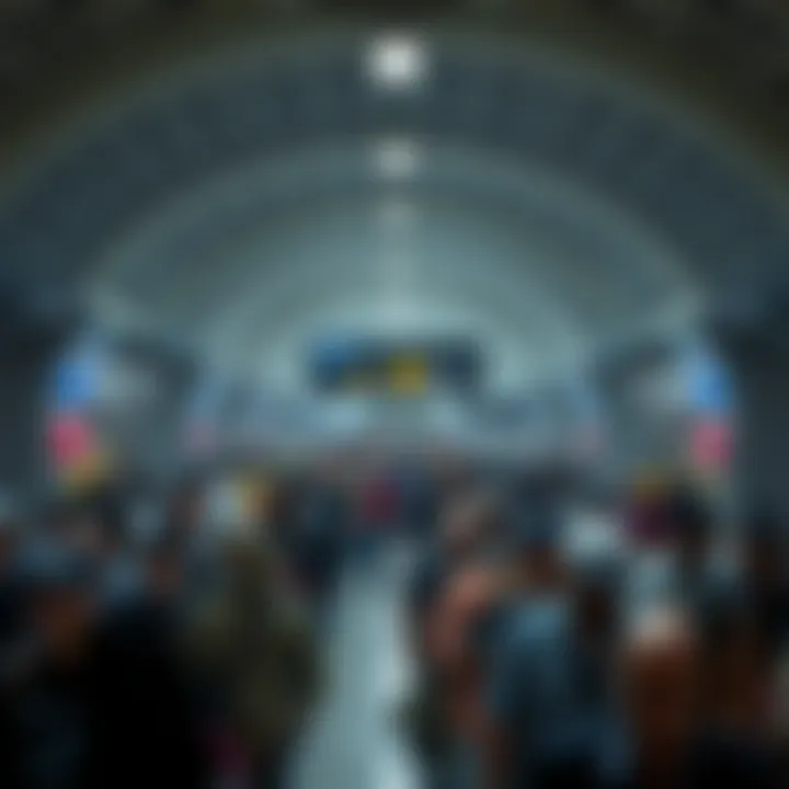 Crowd at a Dubai Metro station during peak hours